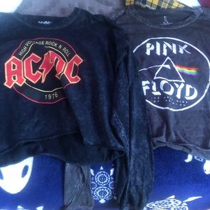 two long sleeve band tees